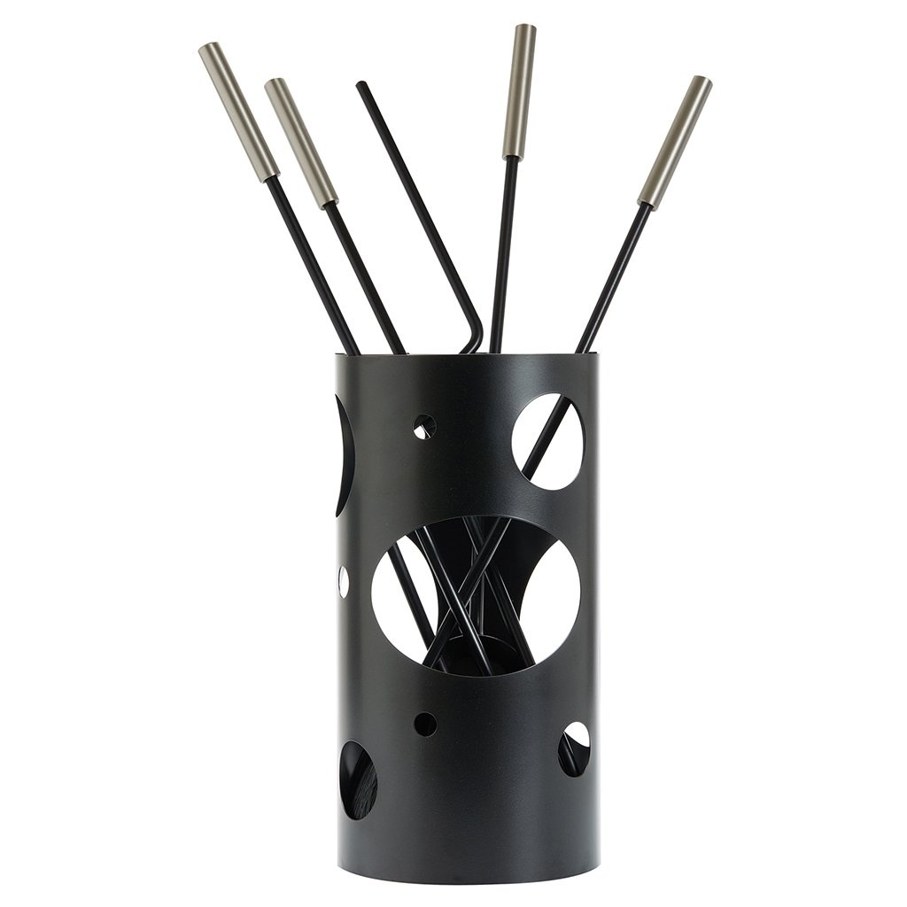 1230-K30BN-1024x1024 Μαύρο/Νίκελ Ματ Εργαλεία Τζακιού Σε Κουβαδάκι Ζωγομετάλ Κ30-1230 - Image 1