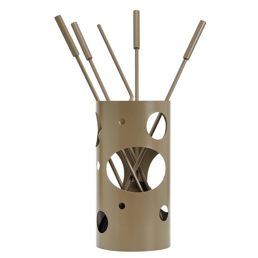 1230-K30H-1024x1024 Καφέ Ελιάς Εργαλεία Τζακιού Σε Κουβαδάκι Ζωγομετάλ Κ30-1230 - Image 1