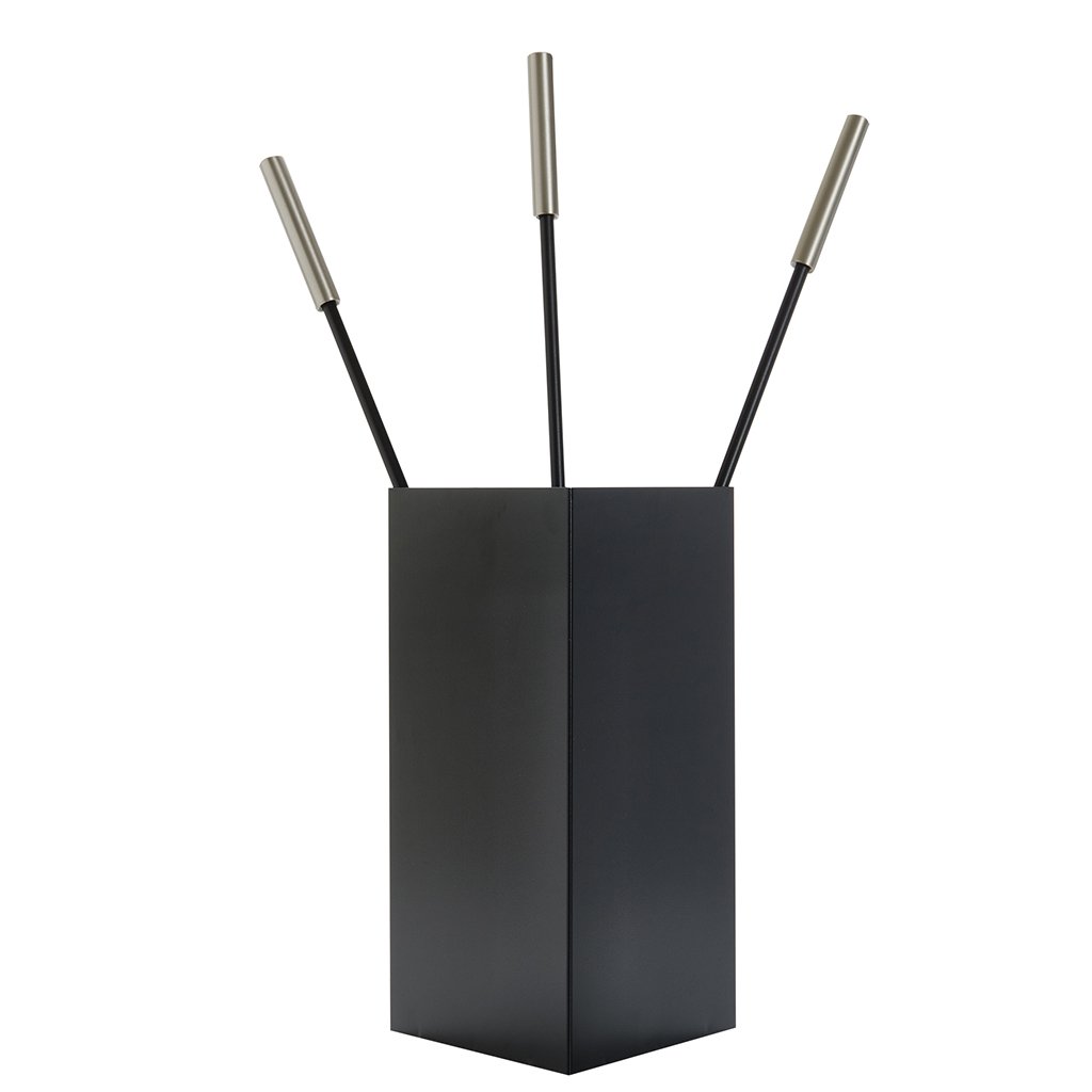 1230-K36MN-1024x1024 Μαύρο/Νίκελ Ματ Εργαλεία Τζακιού Σε Κουβαδάκι Ζωγομετάλ Κ36-1230 - Image 1