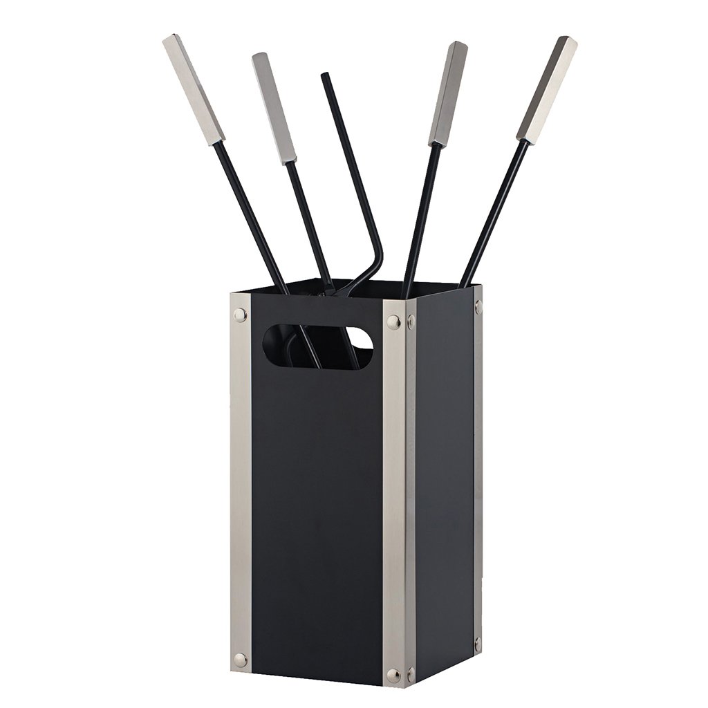 1235-k34m-1024x1024 Μαύρο/Νίκελ Ματ Εργαλεία Τζακιού Σε Κουβαδάκι Ζωγομετάλ Κ34-1235 - Image 1