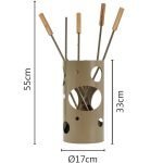 Ξύλο Ελιάς/Καφέ Ελιάς Εργαλεία Τζακιού Σε Κουβαδάκι Ζωγομετάλ Κ30-1240 - Image 2