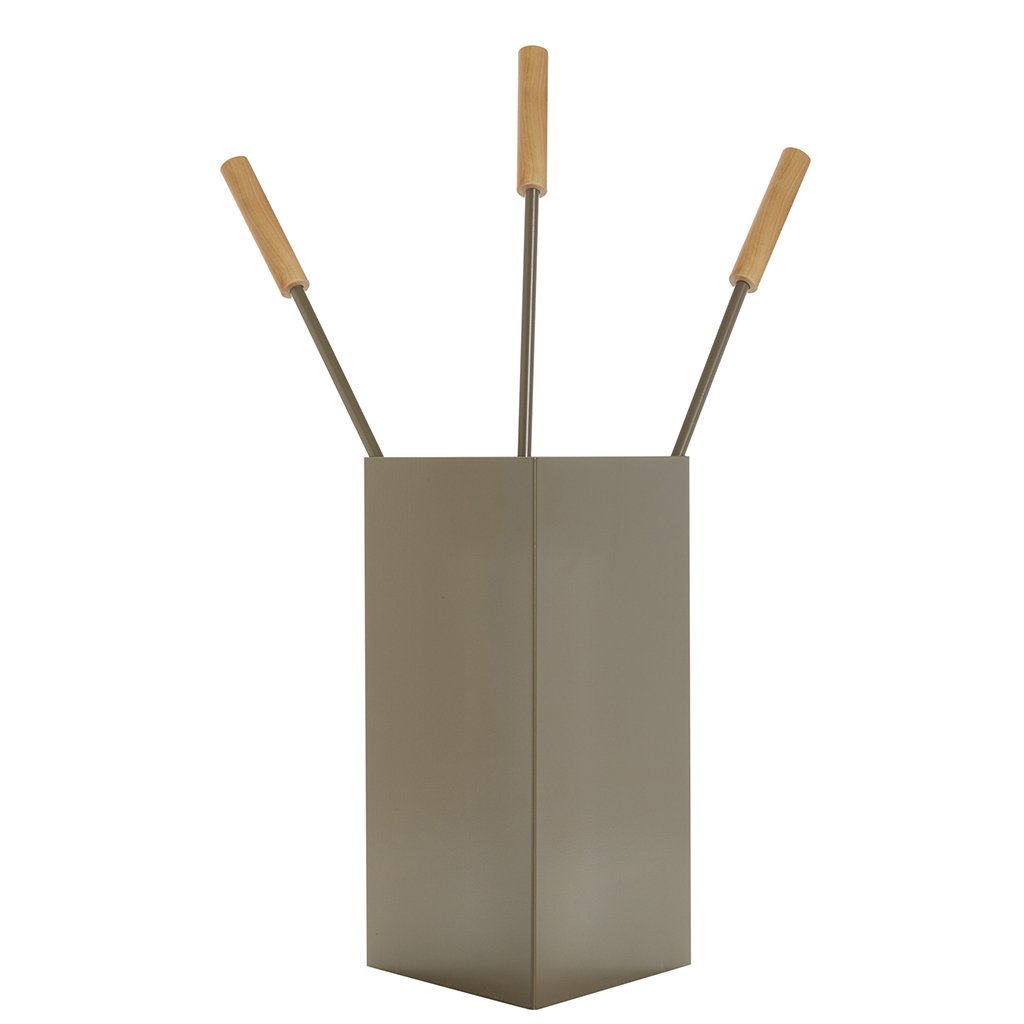 1240-K36-1024x1024 Ξύλο Ελιάς/Καφέ Ελιάς Εργαλεία Τζακιού Σε Κουβαδάκι Ζωγομετάλ Κ36-1240 - Image 1