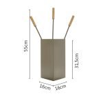 Ξύλο Ελιάς/Καφέ Ελιάς Εργαλεία Τζακιού Σε Κουβαδάκι Ζωγομετάλ Κ36-1240 - Image 2