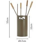 Ξύλο Ελιάς/Καφέ Ελιάς Εργαλεία Τζακιού Σε Κουβαδάκι Ζωγομετάλ Κ32-1240 - Image 2