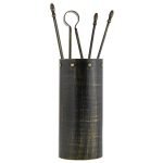 Μαύρο Πατίνα Χρυσό Εργαλεία Τζακιού Σε Κουβαδάκι Ζωγομετάλ Κ05-0670