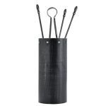 Μαύρο Πατίνα Ασημί Εργαλεία Τζακιού Σε Κουβαδάκι Ζωγομετάλ Κ05-0670