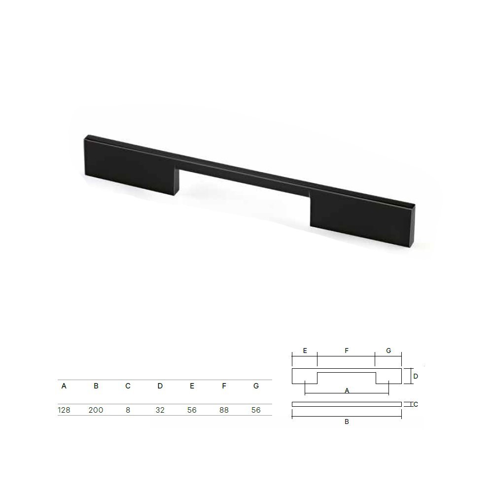 001 757_800 μαυρο 20-10-23 Ιταλική Λαβή σε Μαύρο Ματ 12,8 εκ - Image 1