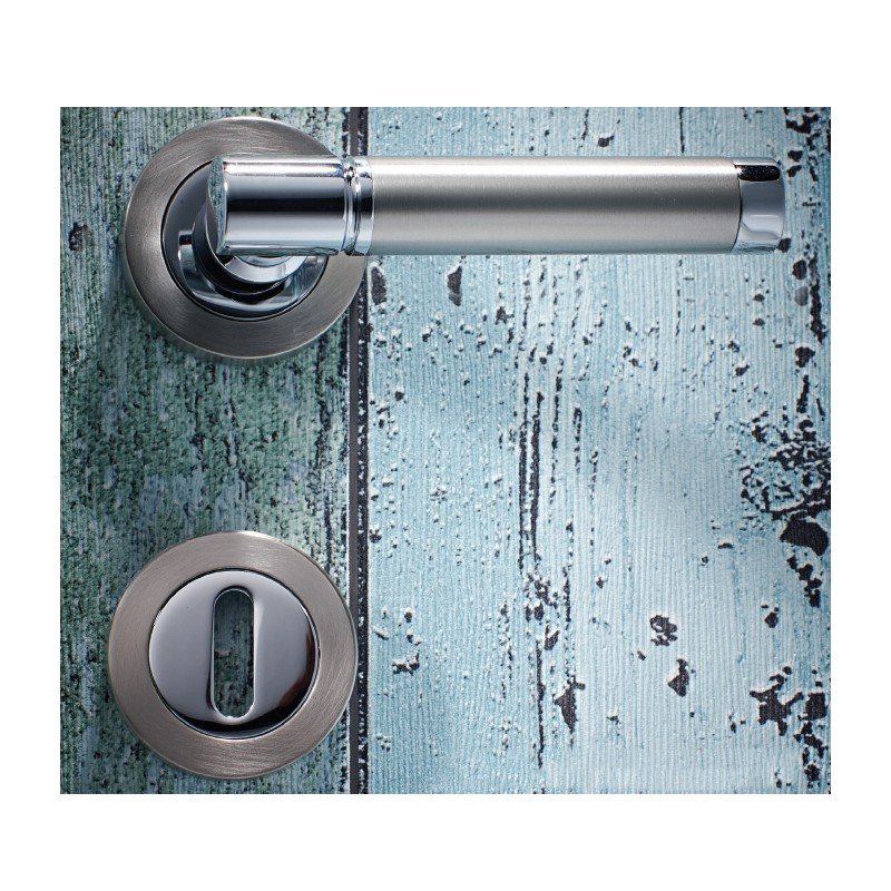 001 zogo (203) Πόμολα Πόρτας Με Ροζέτα Νίκελ Ματ Ζωγομετάλ 161 - Image 1