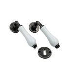 Ιταλικό Πόμολο Πόρτας Κασσίτερος με Πορσελάνη Λευκή