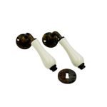 Ιταλικό Πόμολο Πόρτας Αντικέ με Πορσελάνη Κρεμ