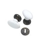 Ιταλικό Πόμολο Πόρτας Αντικέ με Πορσελάνη Λευκή Οβάλ