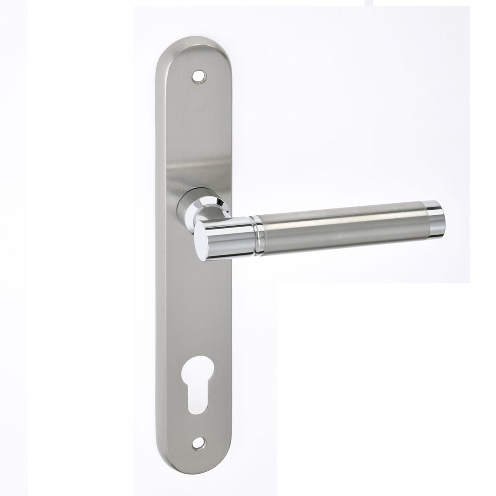 04 (4) Πόμολο Πόρτας Ορείχαλκου με Πλάκα Νίκελ Ματ/Χρώμιο Best 04 - Κομψό και Μοντέρνο Design - Image 1