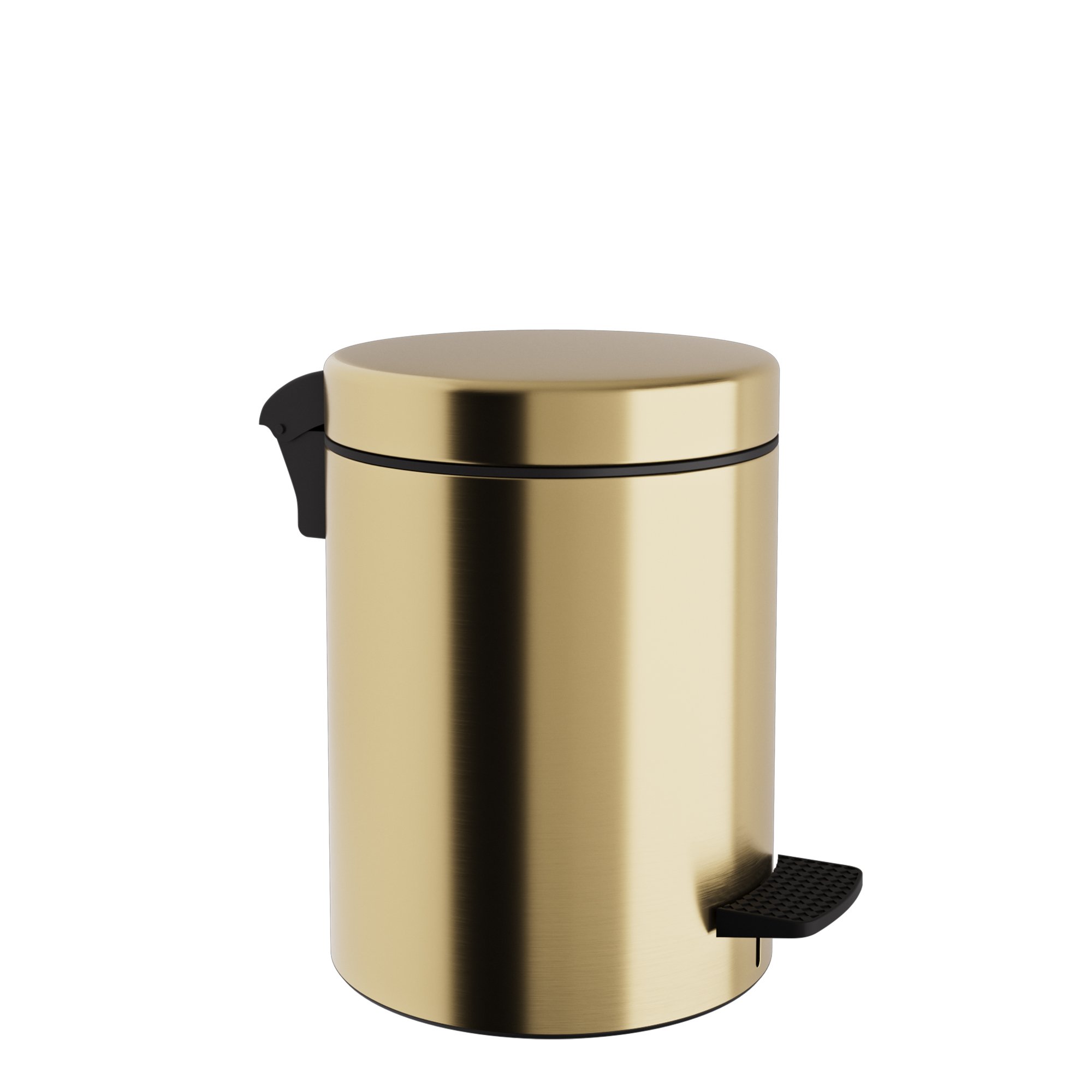 05-136-023 Χαρτοδοχείο 5Lit, Soft Close – Brushed Brass, Pam & Co, Ø20 x H28 (cm), 05-136-023 - Image 1