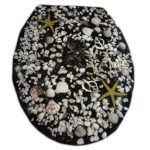 Κάλυμμα λεκάνης Polyresin 36x43 cm με χειροποίητα κοχύλια και αστερίες