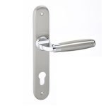 Πόμολα Πόρτας με Πλάκα Νίκελ Ματ/Χρώμιο Best 07