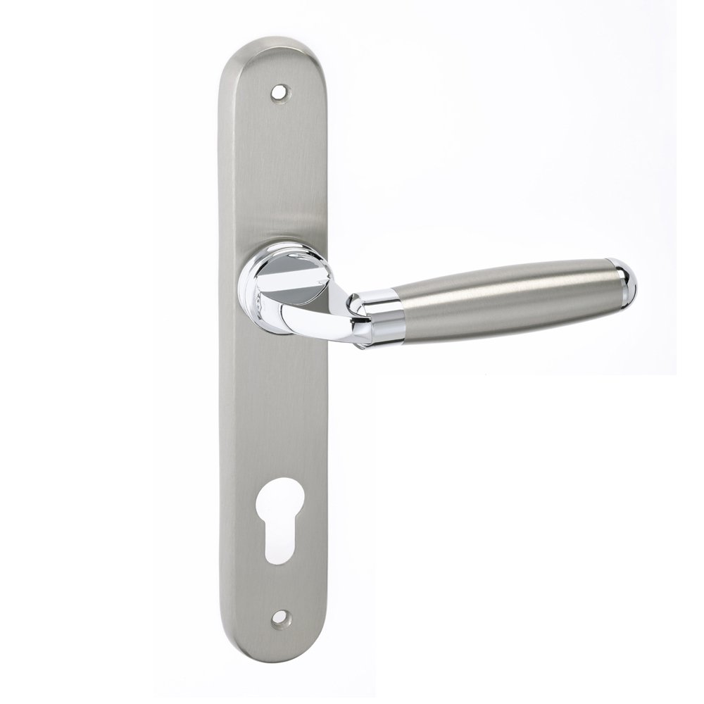 07 (1) Πόμολα Πόρτας με Πλάκα Νίκελ Ματ/Χρώμιο Best 07 - Image 1