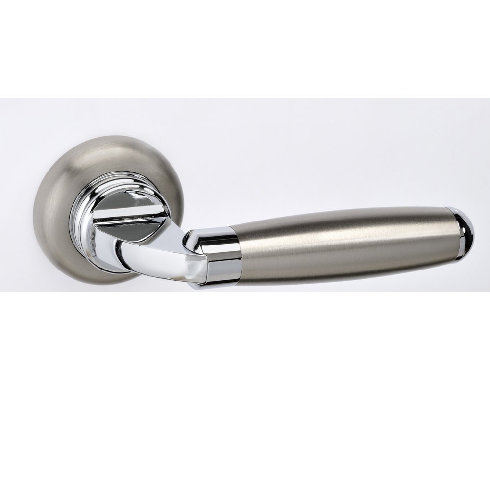 07 (4) Πόμολα Πόρτας με Ροζέτα Νίκελ Ματ/Χρώμιο Best 07 - Συνδυασμός Αντοχής και Μοντέρνου Design - Image 1