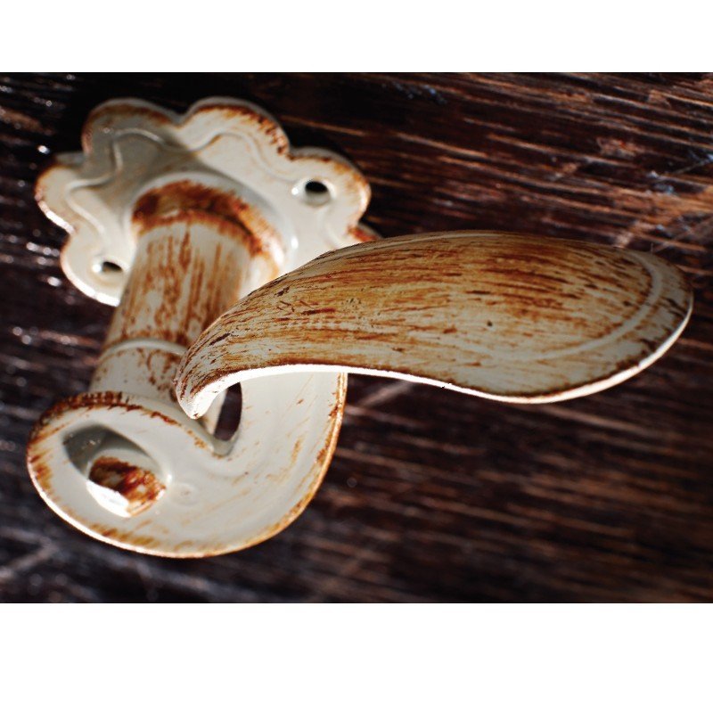 145 Πόμολα Πόρτας Με Ροζέτα Μπεζ Πατίνα Ζωγομετάλ 145 - Image 1