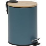 Κάδος Μεταλλικός Soft Close 3 lt με Κάλυμμα Bamboo Σκούρο Πράσινο
