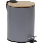 Κάδος Μεταλλικός Soft Close 3 lt με Κάλυμμα Bamboo Γκρι