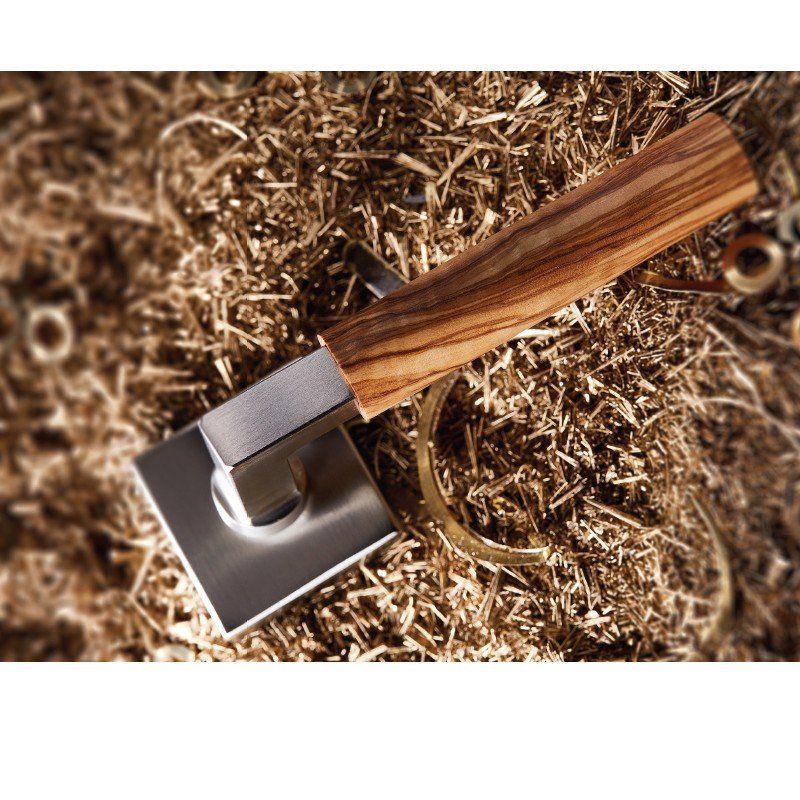 2284 Πόμολα Πόρτας Με Ροζέτα Νίκελ Ματ/Ξύλο Ελιάς Ζωγομετάλ 2284 - Image 1