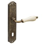 Roline Κ305 Κέντρα 90mm Πόμολο Μεσόπορτας  από Ορείχαλκο & Πορσελάνη Αντικέ-Μπεζ 255x45x129mm