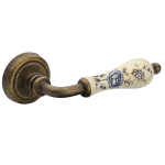 Roline Κ310 Πόμολο Εξώπορτας Φιξ Αριστερό από Ορείχαλκο & Πορσελάνη Αντικέ-Μπλε Φ50x129mm