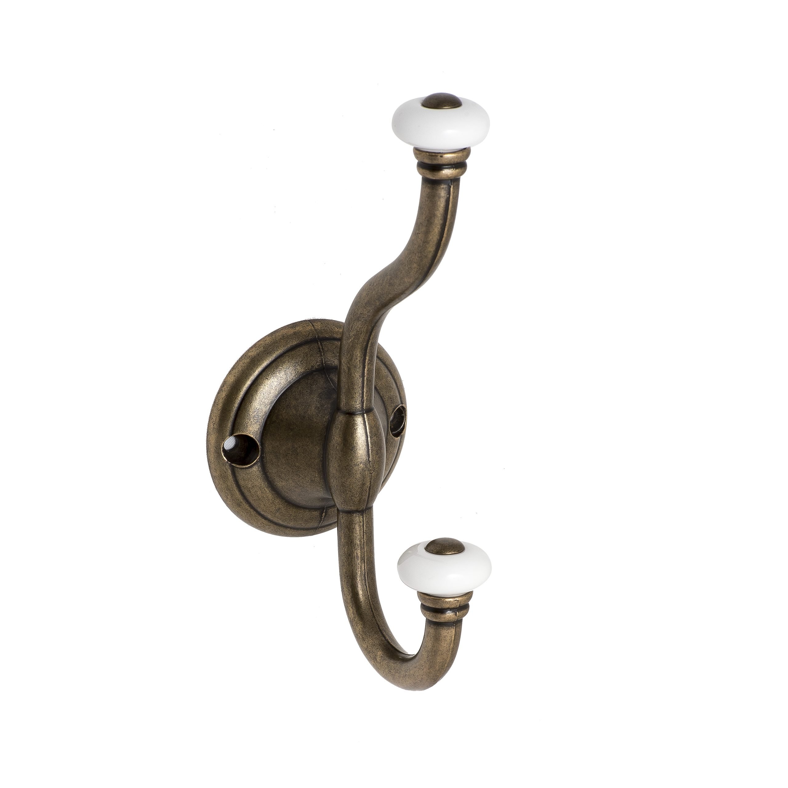 40320ANTIKE2 Roline 403 Κρεμάστρα από Ζάμακ & Πορσελάνη Αντικέ-Λευκή 160x65mm - Image 1