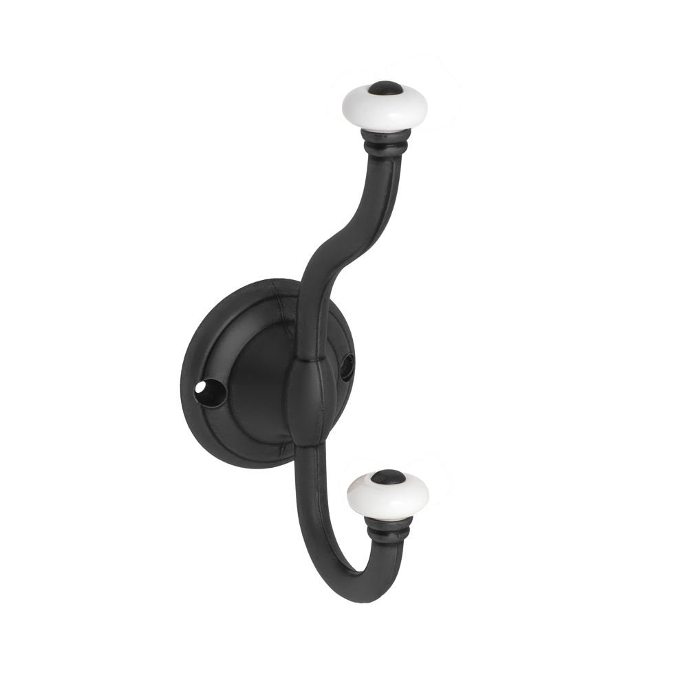 40320Black Roline 403 Κρεμάστρα από Ζάμακ & Πορσελάνη Μαύρη Ματ-Λευκή 160x65mm - Image 1