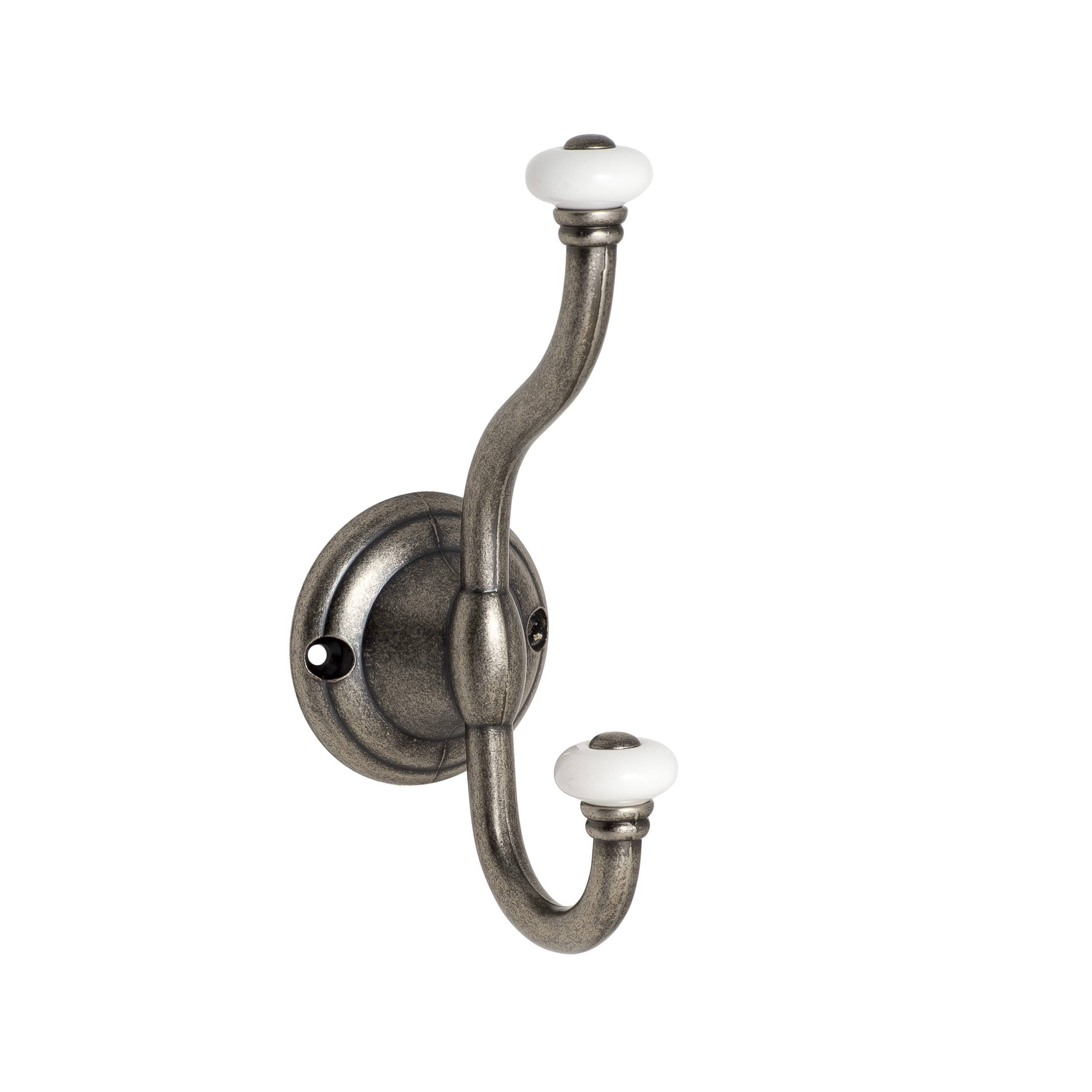 40320OLD20SILVER Roline 403 Κρεμάστρα από Ζάμακ & Πορσελάνη Old Silver-Λευκή 160x65mm - Image 1