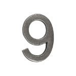 Roline 460 Πινακίδα με Αριθμό 9 από Ορείχαλκο Old Silver 55mm