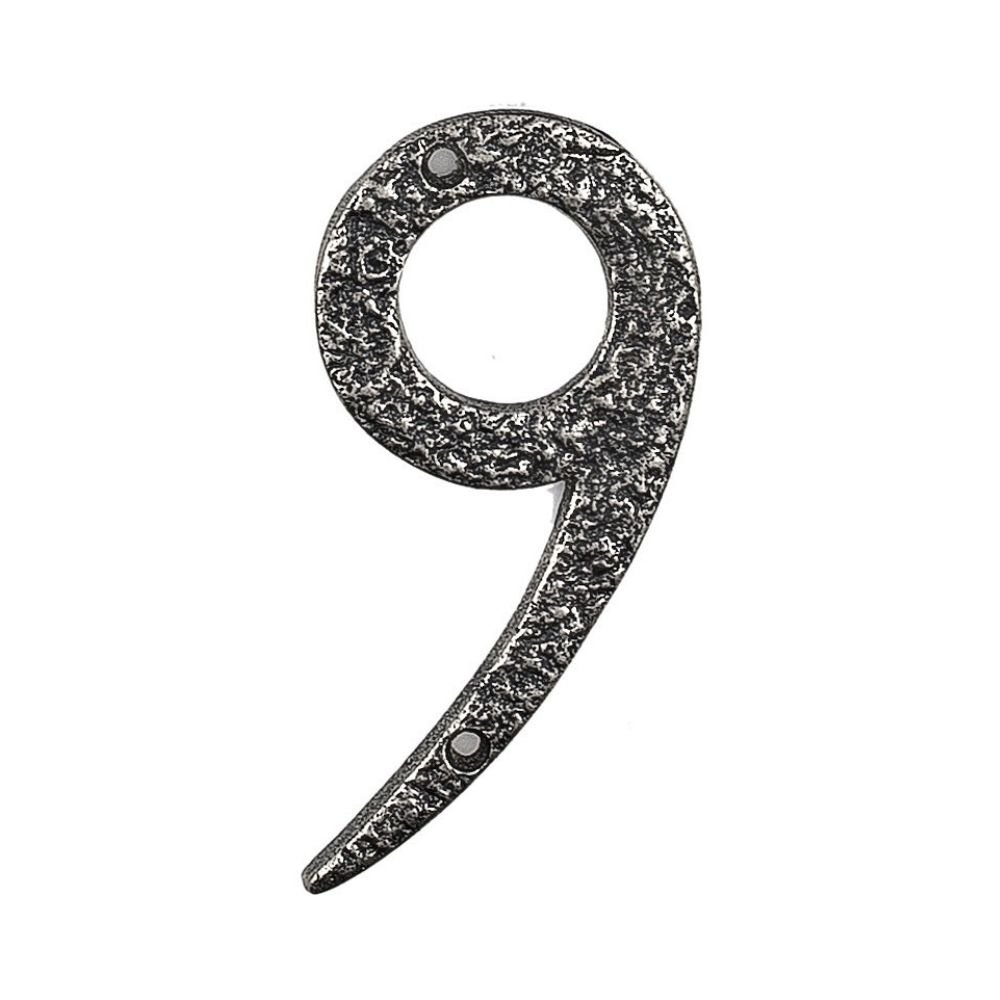 xr:d:DAFAS8BS2_k:1673,j:1922318338020931410,t:23102607 Roline 461 Πινακίδα με Αριθμό 9 από Αλουμίνιο Old Silver 100mm - Image 1