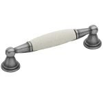 Roline 520 Λαβή Eπίπλου από Ζάμακ & Πορσελάνη Old Silver-Stone με Κέντρα 96mm