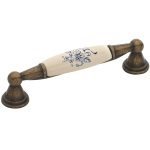 Roline 520 Λαβή Eπίπλου από Ζάμακ & Πορσελάνη Αντικέ-Γαλάζιο με Κέντρα 96mm