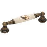 Roline 520 Λαβή Eπίπλου από Ζάμακ & Πορσελάνη Αντικέ - Καφέ με Κέντρα 96mm