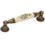 Roline 520 Λαβή Eπίπλου από Ζάμακ & Πορσελάνη Αντικέ-Ροζ με Κέντρα 96mm