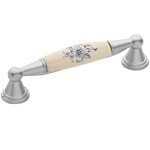 Roline 520 Λαβή Eπίπλου από Ζάμακ & Πορσελάνη Νίκελ Σατινέ-Γαλάζιο με Κέντρα 96mm