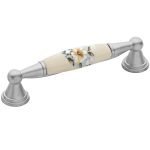 Roline 520 Λαβή Eπίπλου από Ζάμακ & Πορσελάνη Νίκελ Σατινέ-Μπλε με Κέντρα 96mm