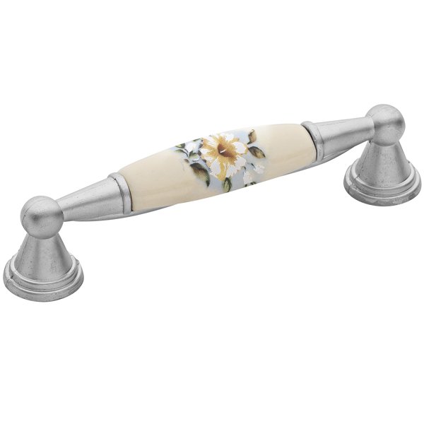 52020ΝΣ20ΜΠΛΕ Roline 520 Λαβή Eπίπλου από Ζάμακ & Πορσελάνη Νίκελ Σατινέ-Μπλε με Κέντρα 96mm - Image 1