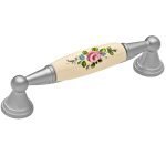 Roline 520 Λαβή Eπίπλου από Ζάμακ & Πορσελάνη Νίκελ Σατινέ-Ροζ με Κέντρα 96mm