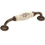 Roline 522 Λαβή Eπίπλου από Ζάμακ & Πορσελάνη Αντικέ-Ροζ με Κέντρα 128mm