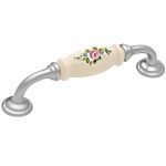 Roline 522 Λαβή Eπίπλου από Ζάμακ & Πορσελάνη Νίκελ Σατινέ-Ροζ με Κέντρα 128mm