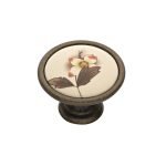 Roline 523 Πόμολο Eπίπλου από Ζάμακ & Πορσελάνη Αντικέ-Καφέ Φ33mm