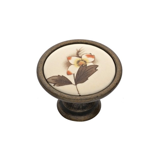 52320ΑΝΤΙΚΕ20ΚΑΦΕ2 Roline 523 Πόμολο Eπίπλου από Ζάμακ & Πορσελάνη Αντικέ-Καφέ Φ33mm - Image 1