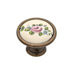 Roline 523 Πόμολο Eπίπλου από Ζάμακ & Πορσελάνη Αντικέ-Ροζ Φ33mm