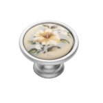 Roline 523 Πόμολο Eπίπλου από Ζάμακ & Πορσελάνη Νίκελ Σατινέ-Μπλε Φ33mm