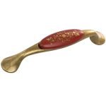 Roline 527 Λαβή Eπίπλου από Ζάμακ & Πορσελάνη Αντικέ-Κόκκινο με Κέντρα 128mm