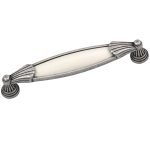 Roline 557 Λαβή Eπίπλου από Ζάμακ & Πορσελάνη Old Silver-Μπεζ με Κέντρα 128mm