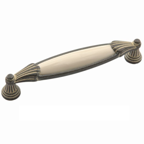 557-12820ΡΟΥΣΤΙΚ Roline 557 Λαβή Eπίπλου από Ζάμακ & Πορσελάνη Ρουστίκ-Μπεζ με Κέντρα 128mm - Image 1