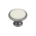 Roline 558 Πόμολο Eπίπλου από Ζάμακ & Πορσελάνη Old Silver-Μπεζ Φ33mm